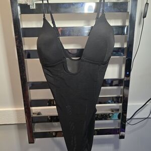 Black Deep V Bodysuit